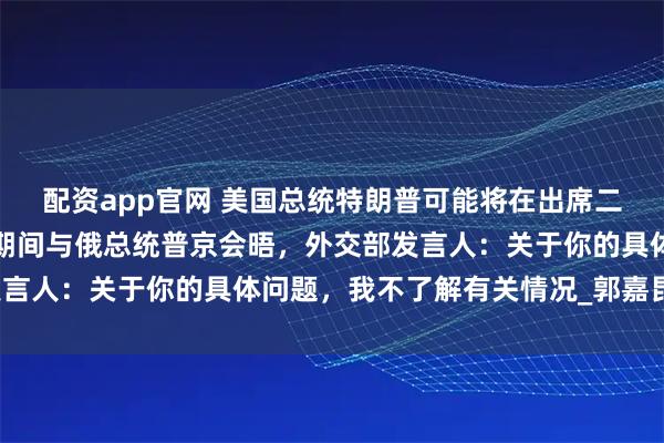 配资app官网 美国总统特朗普可能将在出席二战胜利纪念日阅兵活动期间与俄总统普京会晤，外交部发言人：关于你的具体问题，我不了解有关情况_郭嘉昆_中方